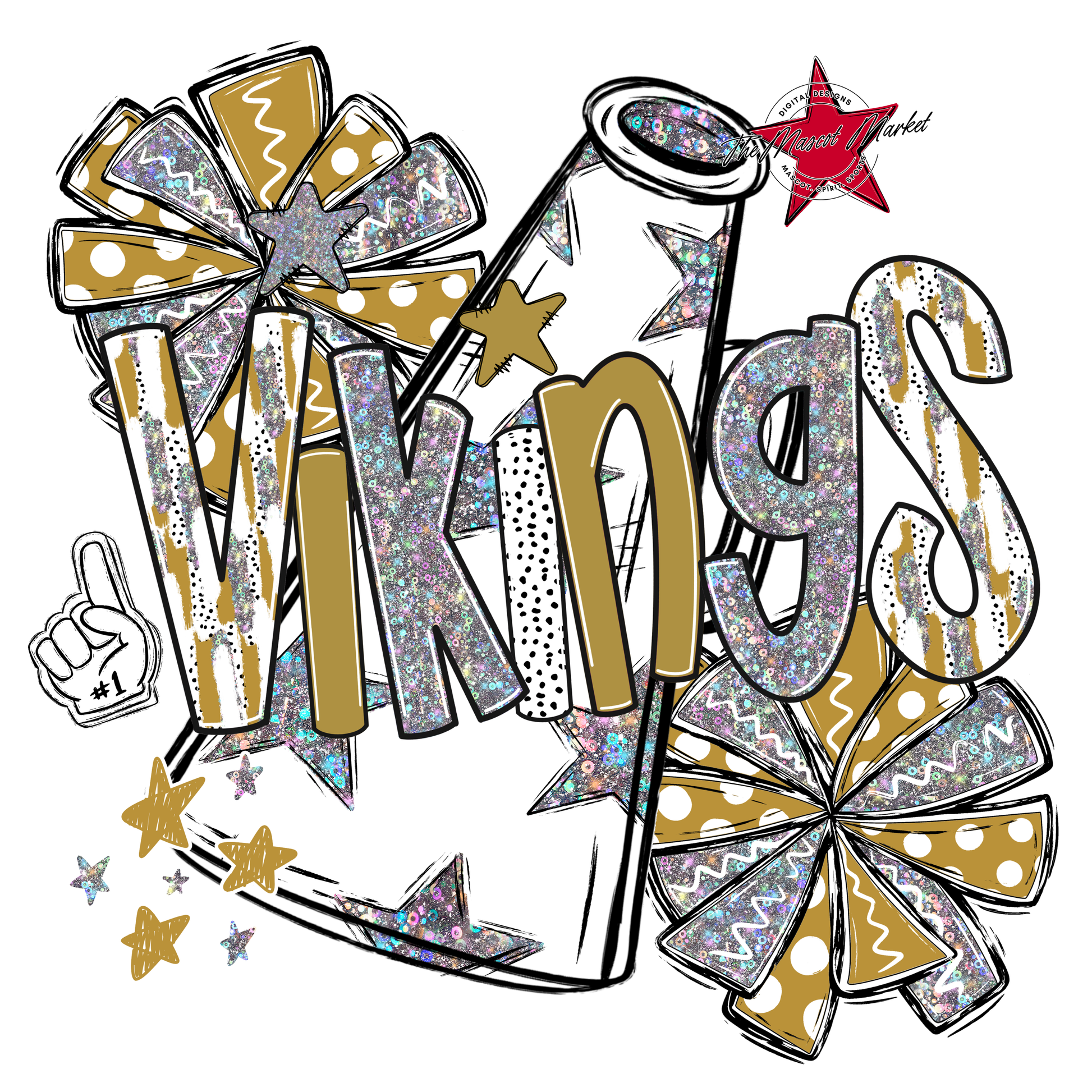 Vikings Cheer Megaphone Scrape-Gold