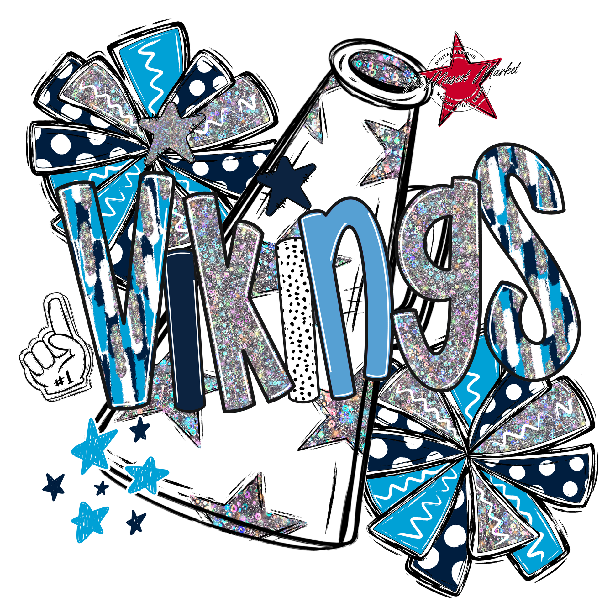 Vikings Cheer Megaphone Scrape-Navy-Carolina Blue