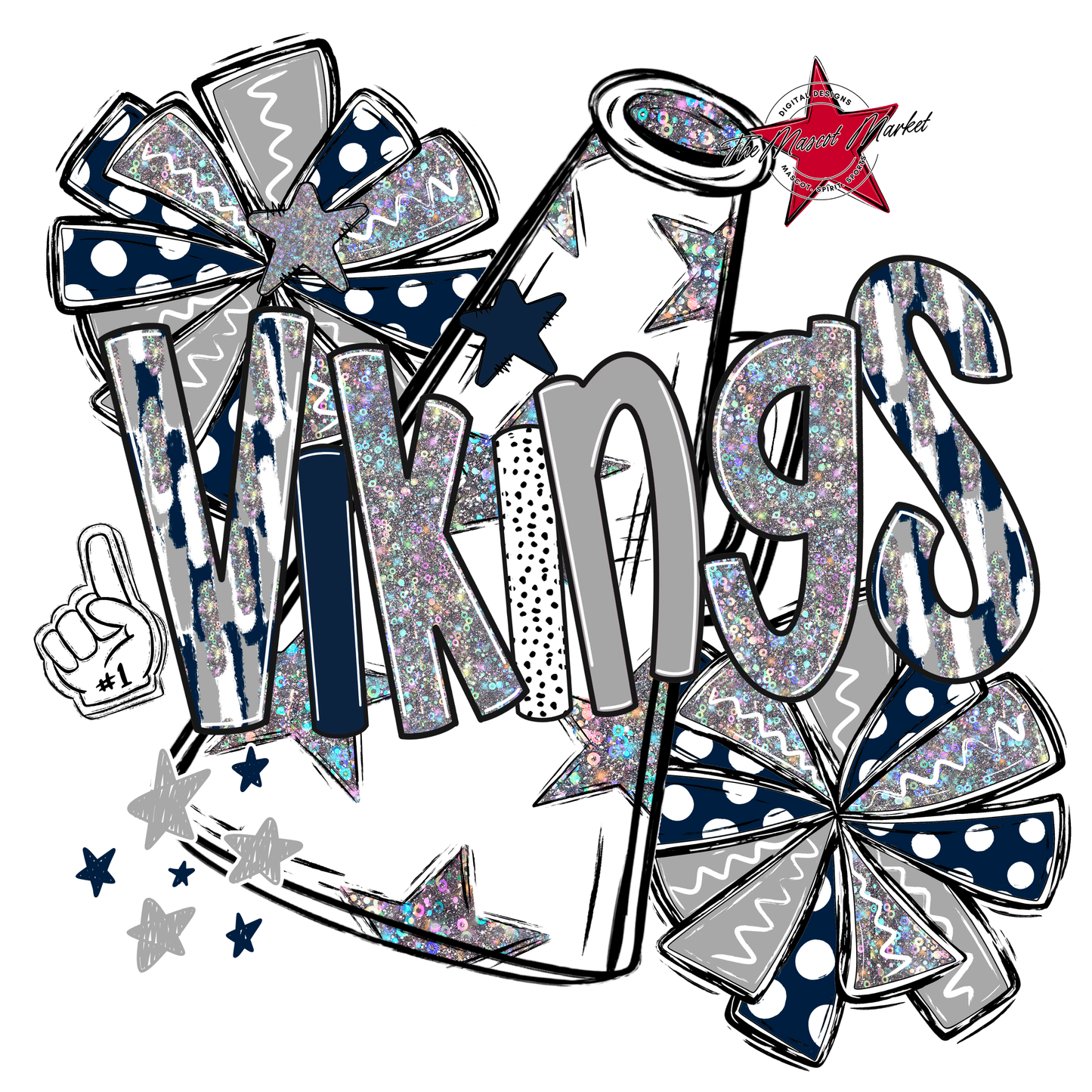 Vikings Cheer Megaphone Scrape-Navy-Grey