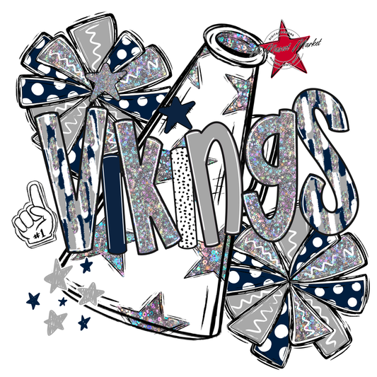 Vikings Cheer Megaphone Scrape-Navy-Grey