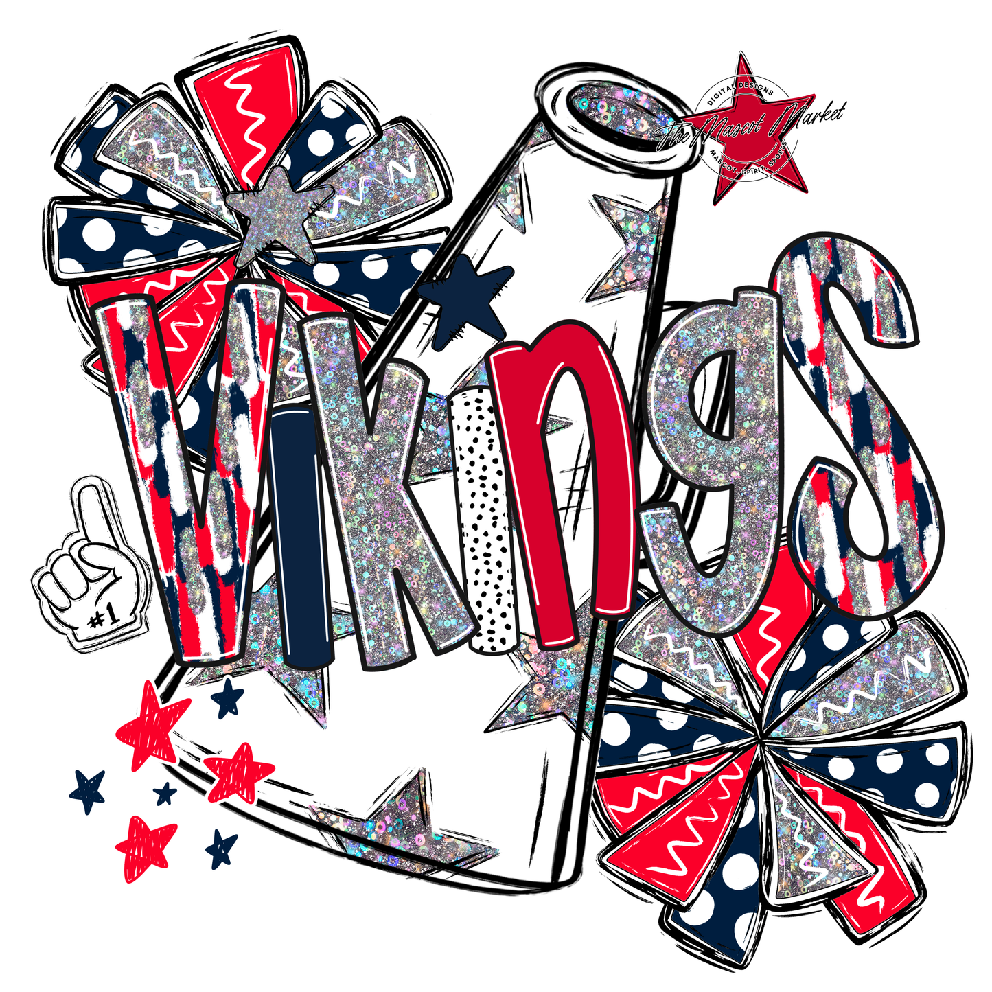 Vikings Cheer Megaphone Scrape-Navy-Red