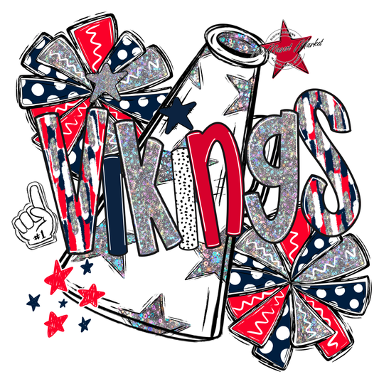 Vikings Cheer Megaphone Scrape-Navy-Red