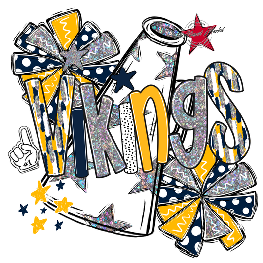 Vikings Cheer Megaphone Scrape-Navy-Yellow