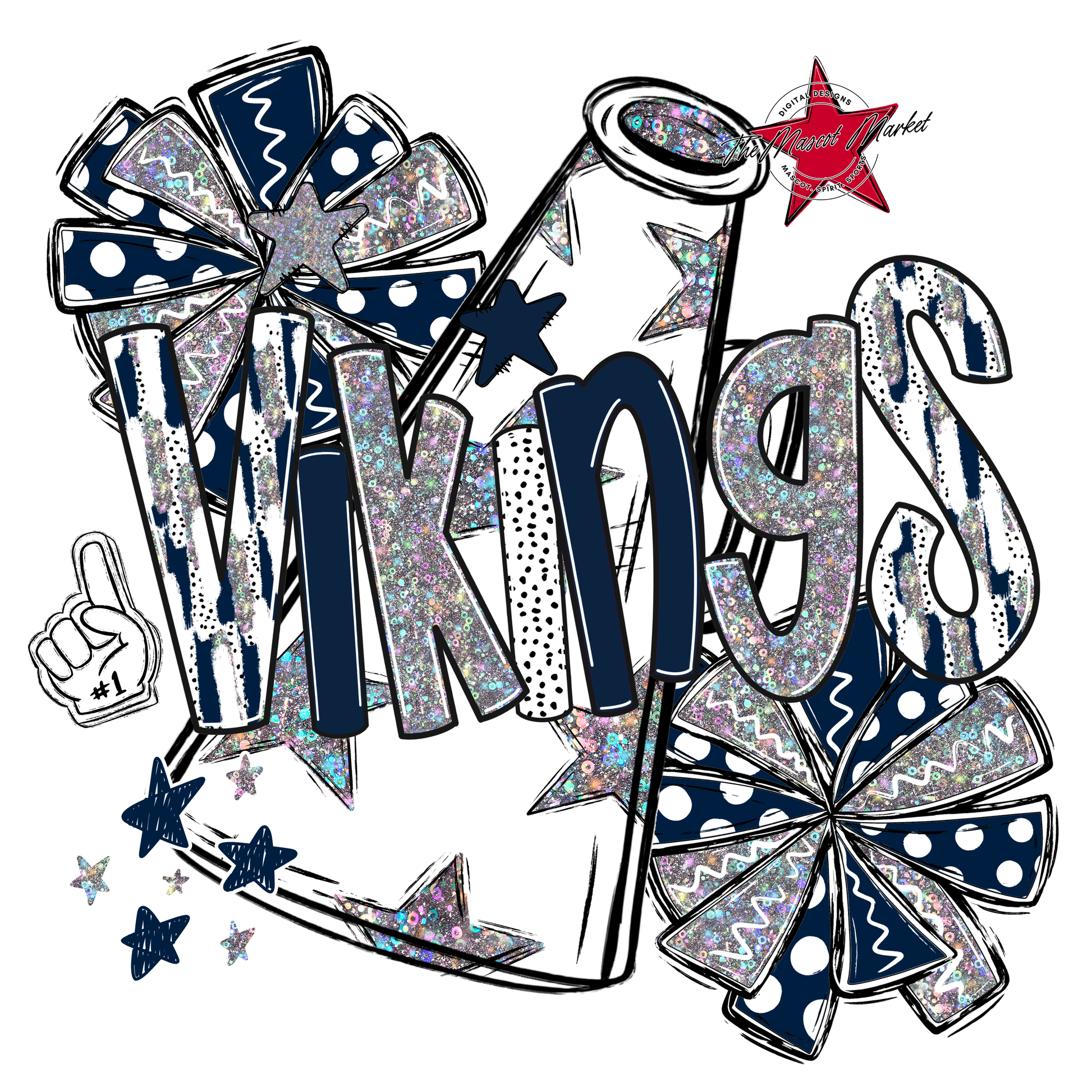 Vikings Cheer Megaphone Scrape-Navy