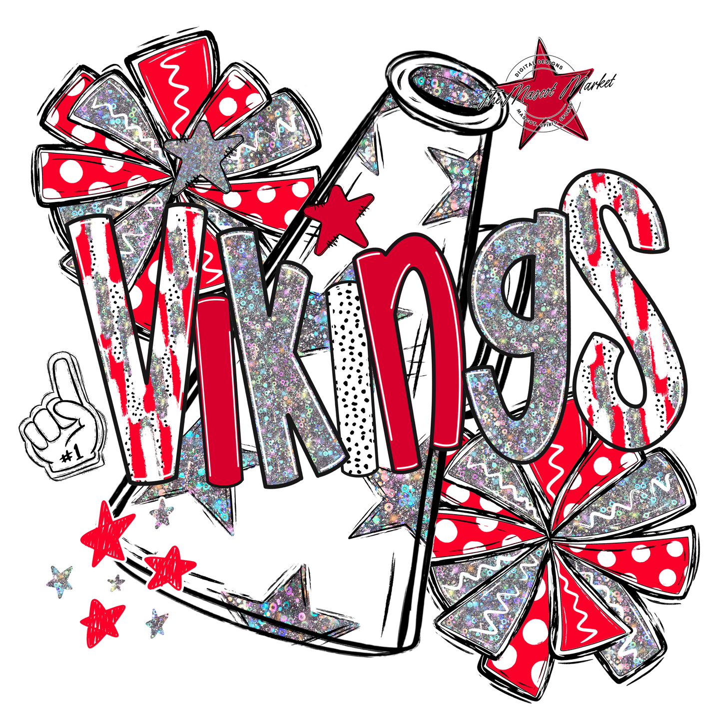 Vikings Cheer Megaphone Scrape-Red