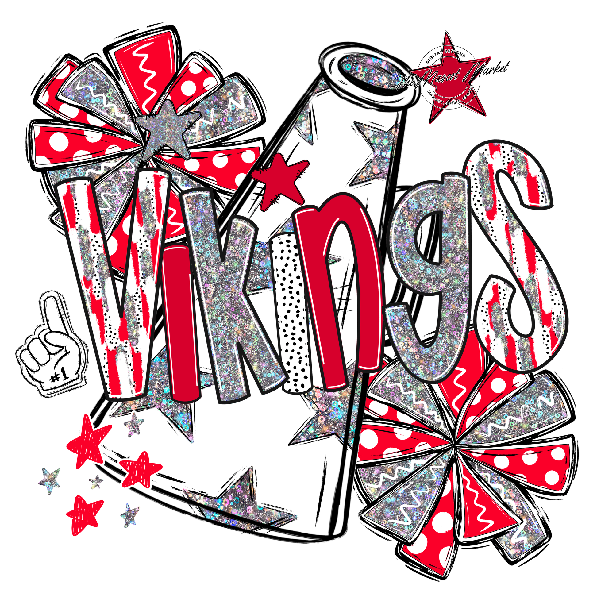 Vikings Cheer Megaphone Scrape-Red