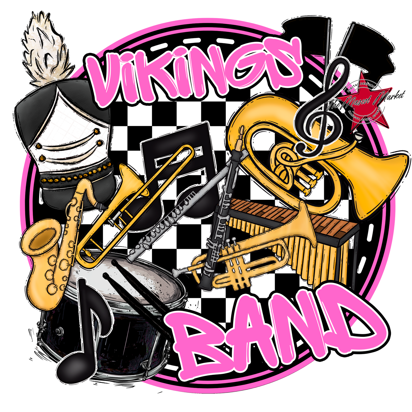 Vikings Circle Band Design-Baby Pink