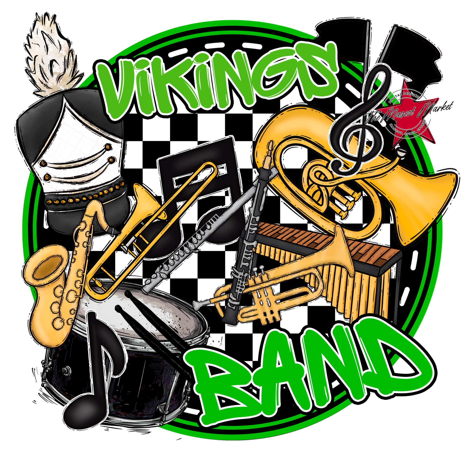 Vikings Circle Band Design-Bright Green