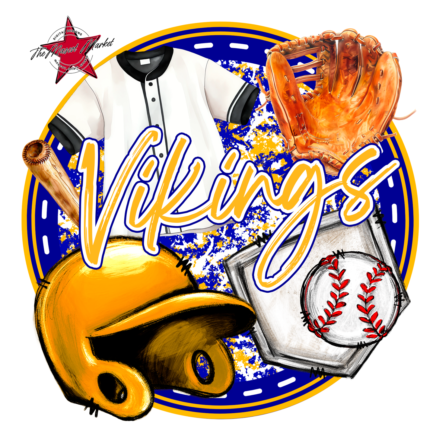 Vikings Circle Baseball Design-Blue-Yellow