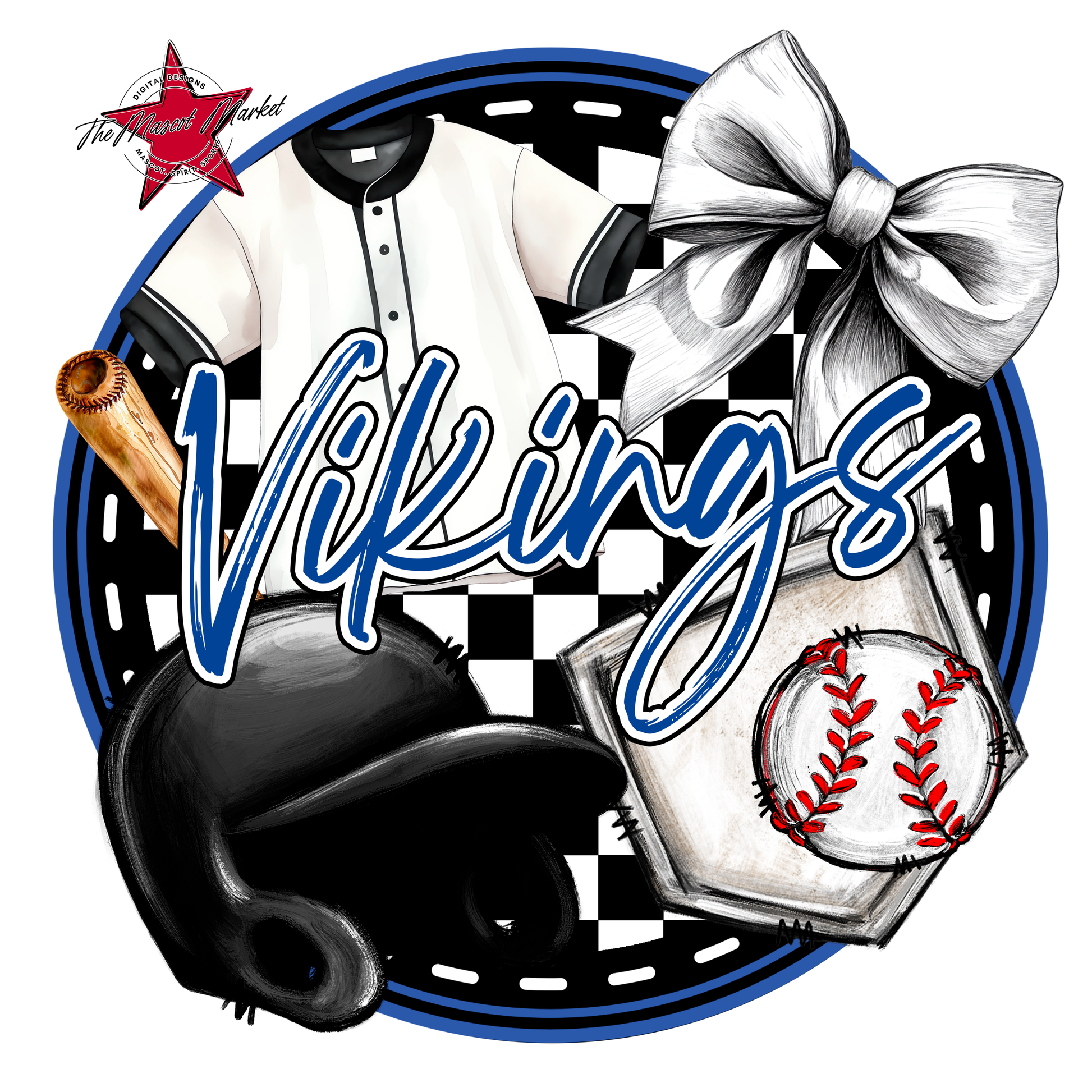 Vikings Circle Baseball Design-Off Blue