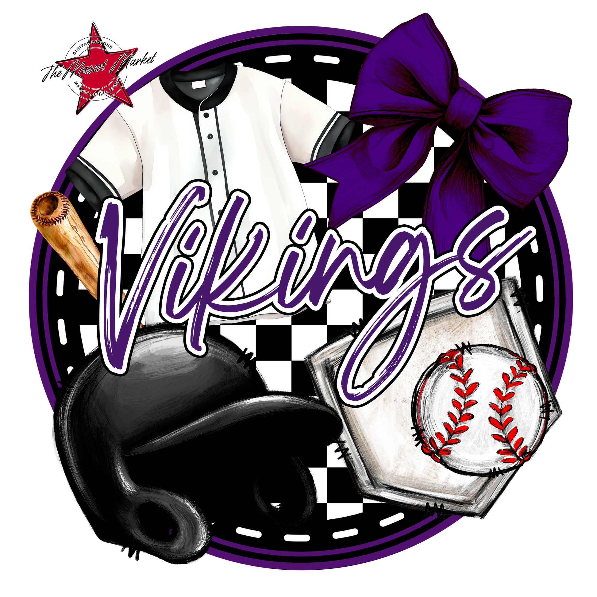 Vikings Circle Baseball Design-Purple