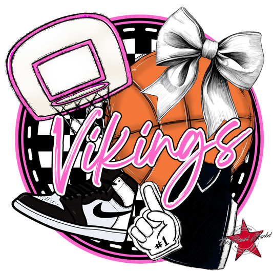 Vikings Circle Basketball Design-Baby Pink