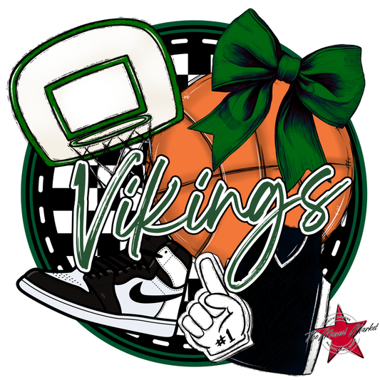 Vikings Circle Basketball Design-Green