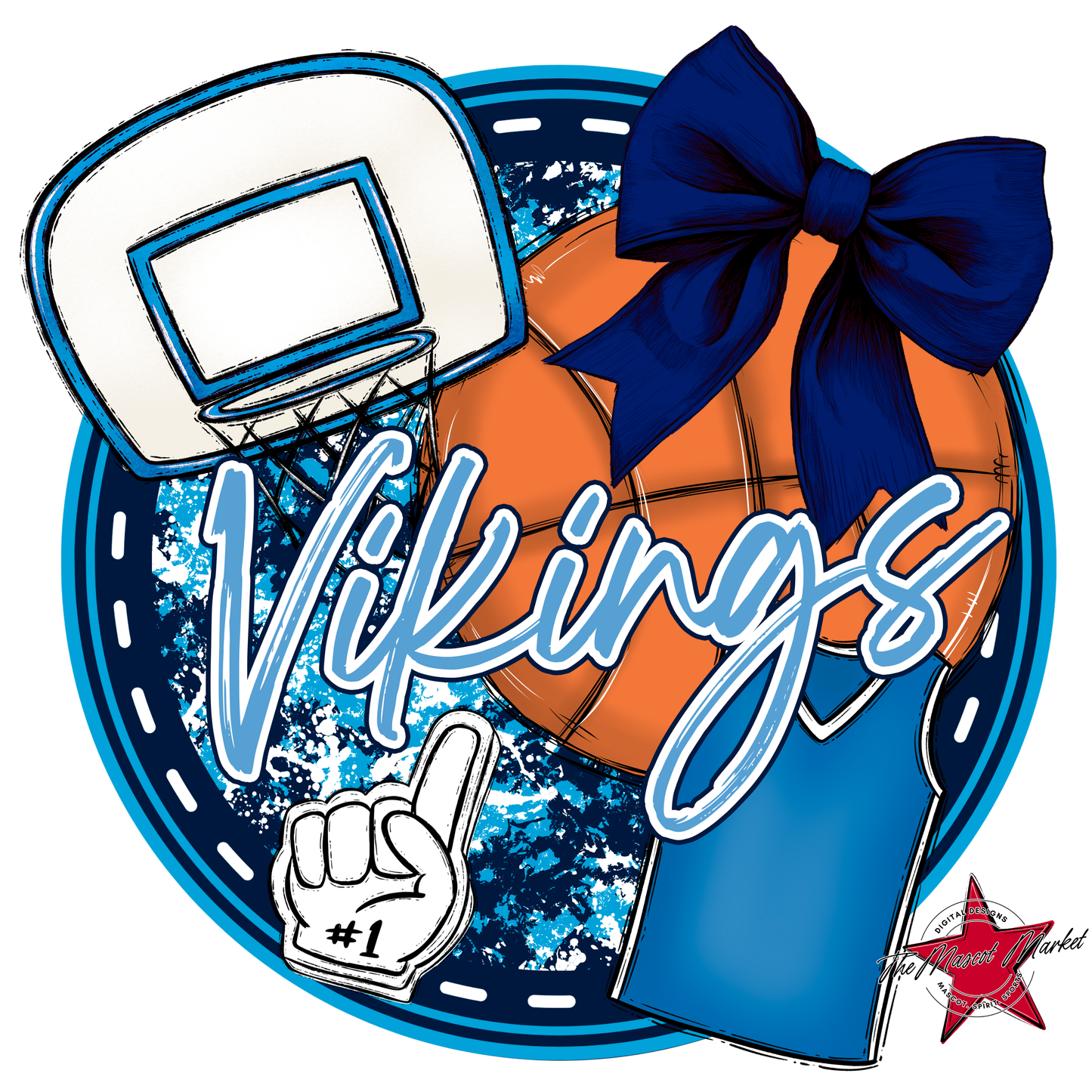 Vikings Circle Basketball Design-Navy-Carolina Blue