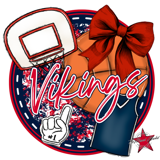 Vikings Circle Basketball Design-Navy-Red