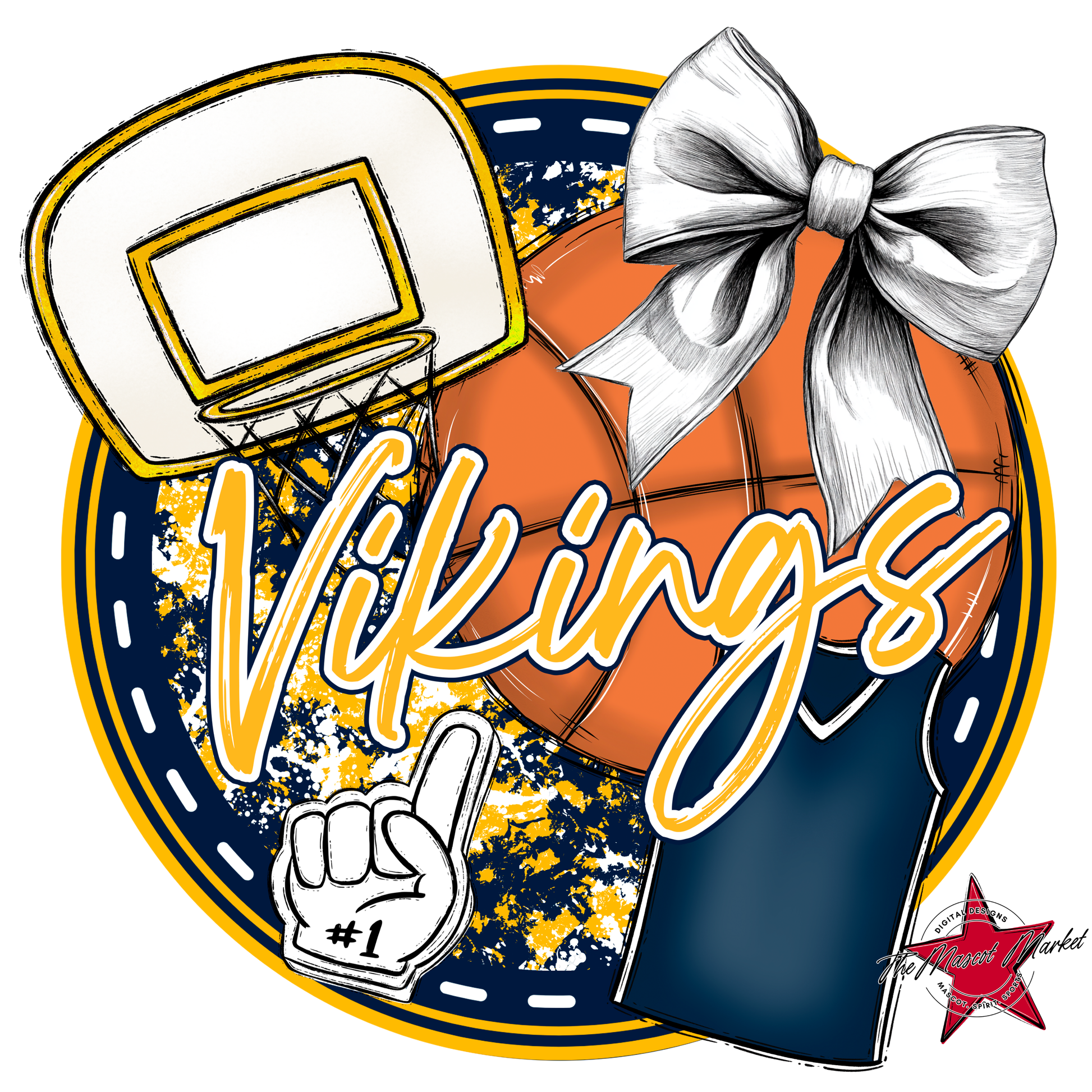Vikings Circle Basketball Design-Navy-Yellow