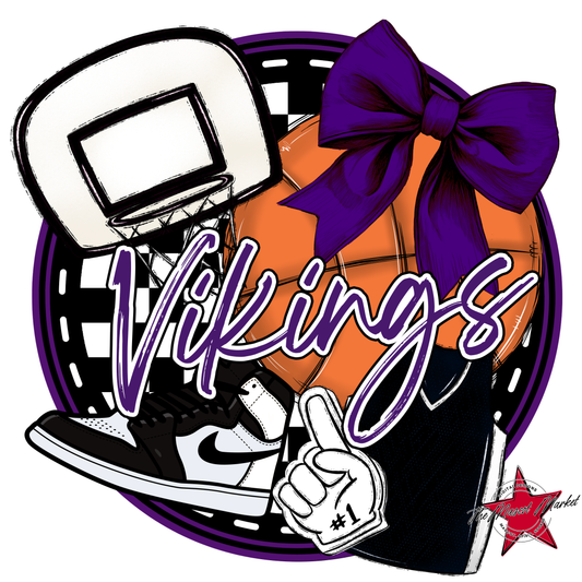 Vikings Circle Basketball Design-Purple