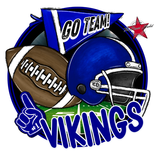 Vikings Circle Football Design-Blue