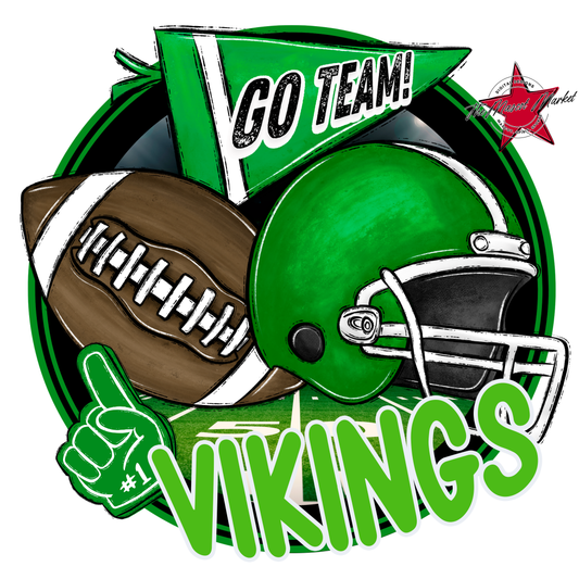 Vikings Circle Football Design-Bright Green