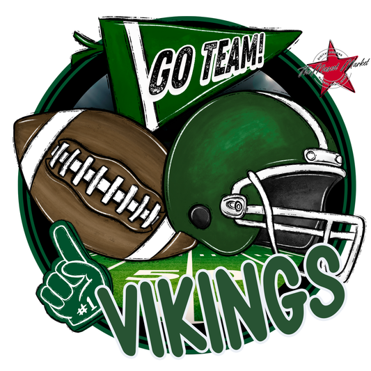 Vikings Circle Football Design-Green