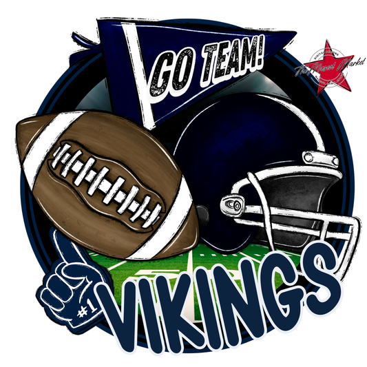 Vikings Circle Football Design-Navy