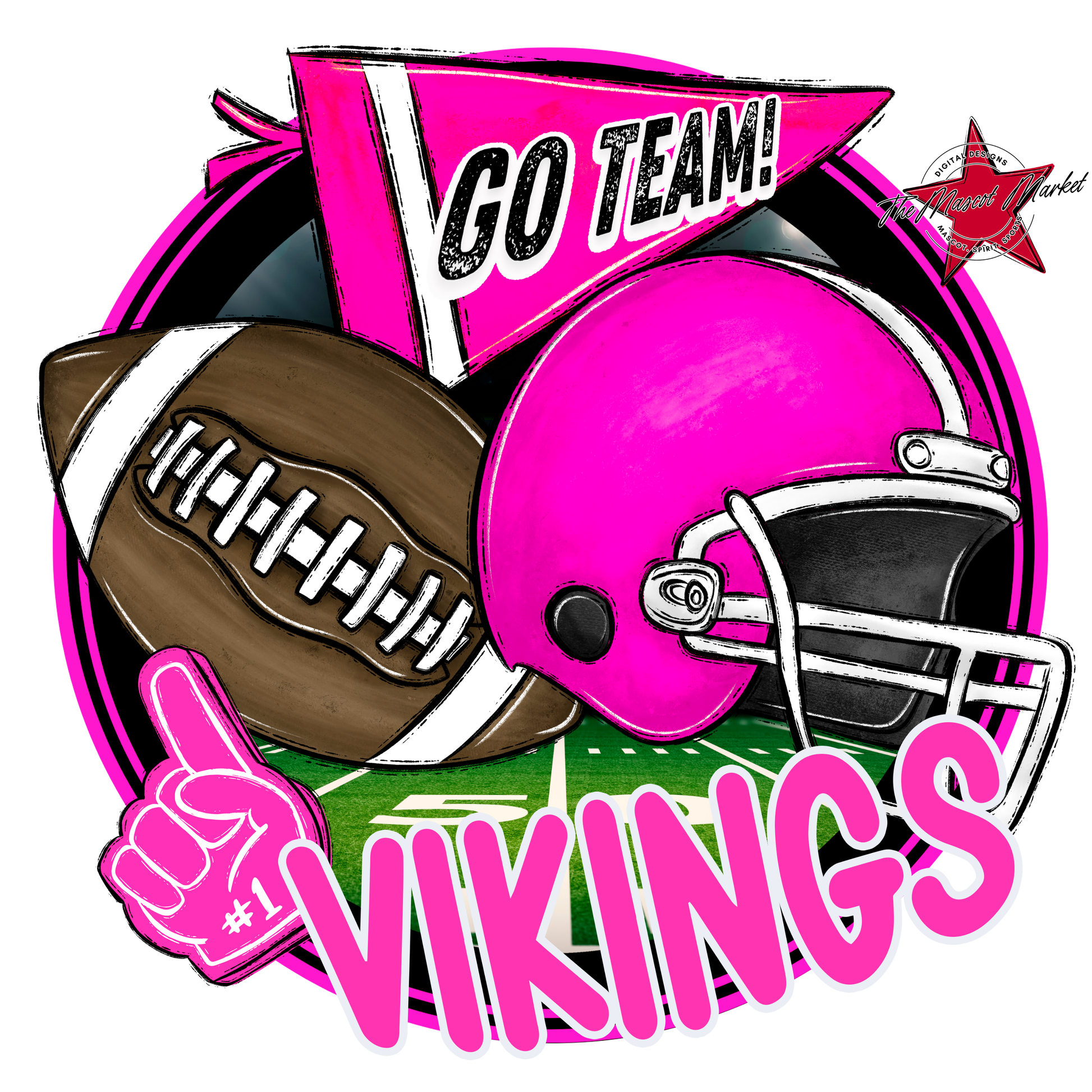 Vikings Circle Football Design-Pink