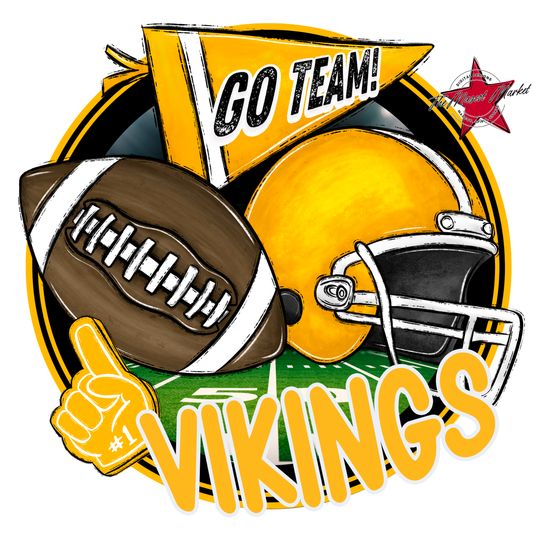 Vikings Circle Football Design-Yellow