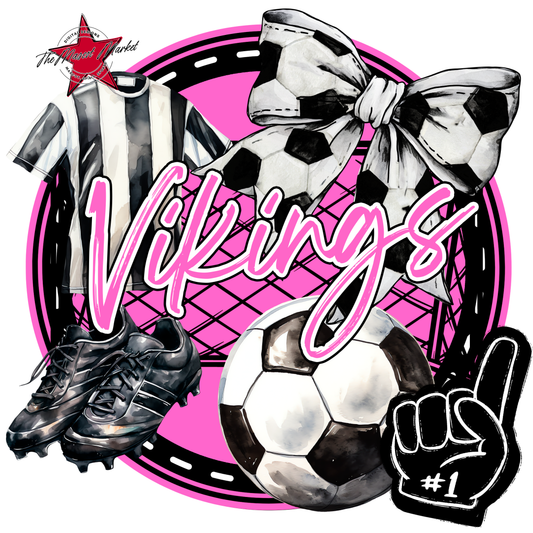 Vikings Circle Soccer Design-Baby Pink
