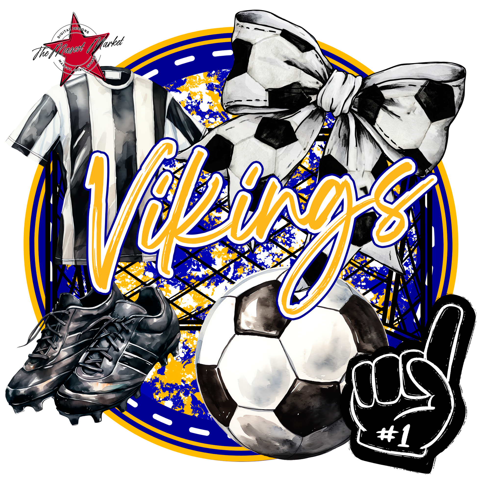 Vikings Circle Soccer Design-Blue-Yellow