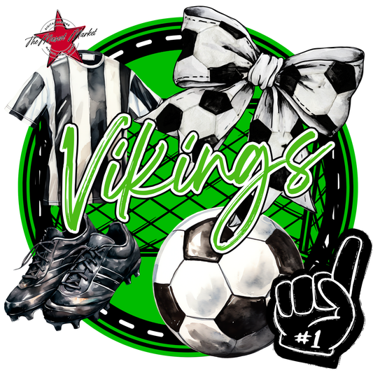 Vikings Circle Soccer Design-Bright Green
