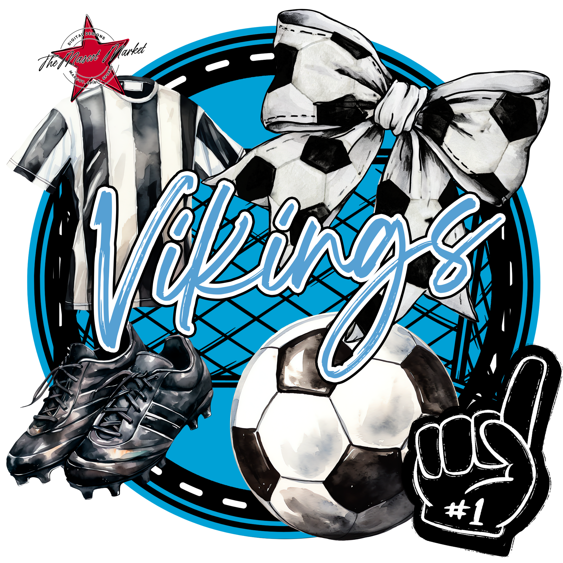 Vikings Circle Soccer Design-Carolina Blue