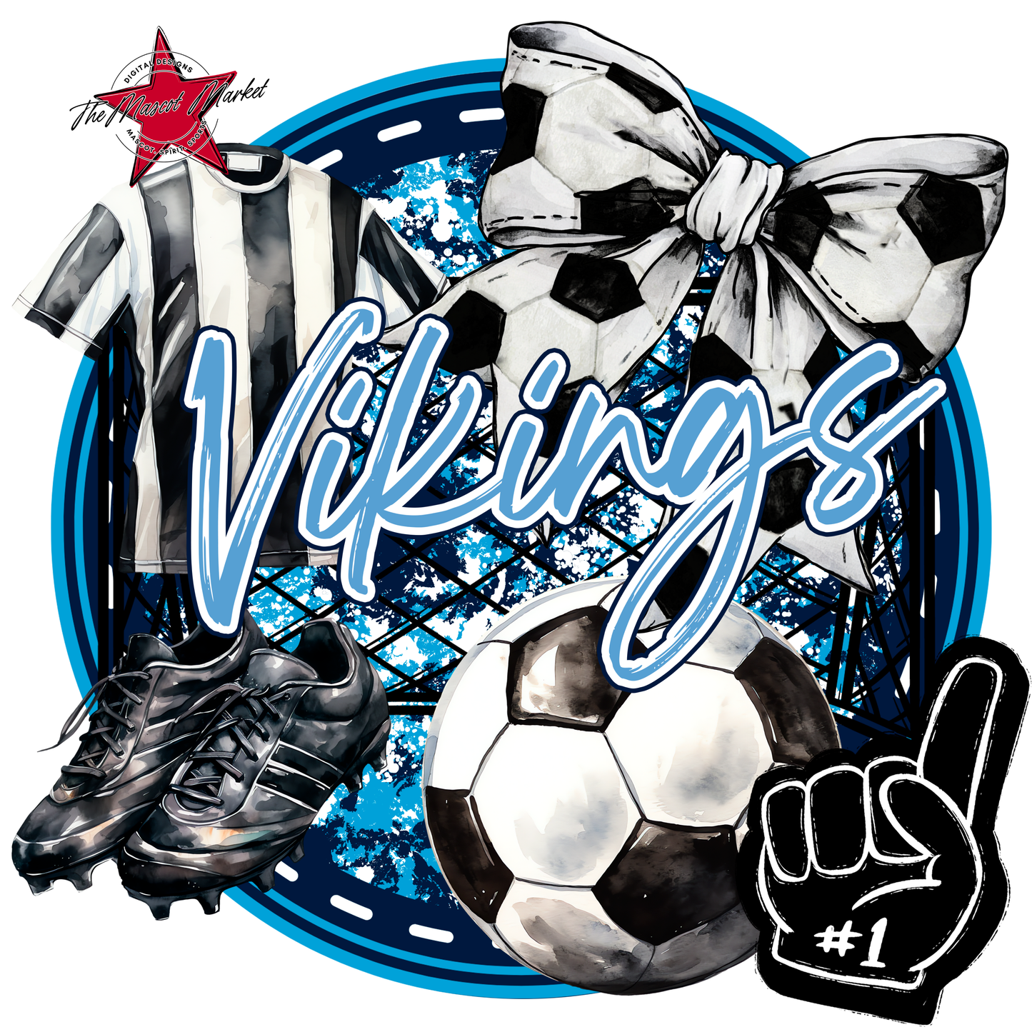 Vikings Circle Soccer Design-Navy-Carolina Blue