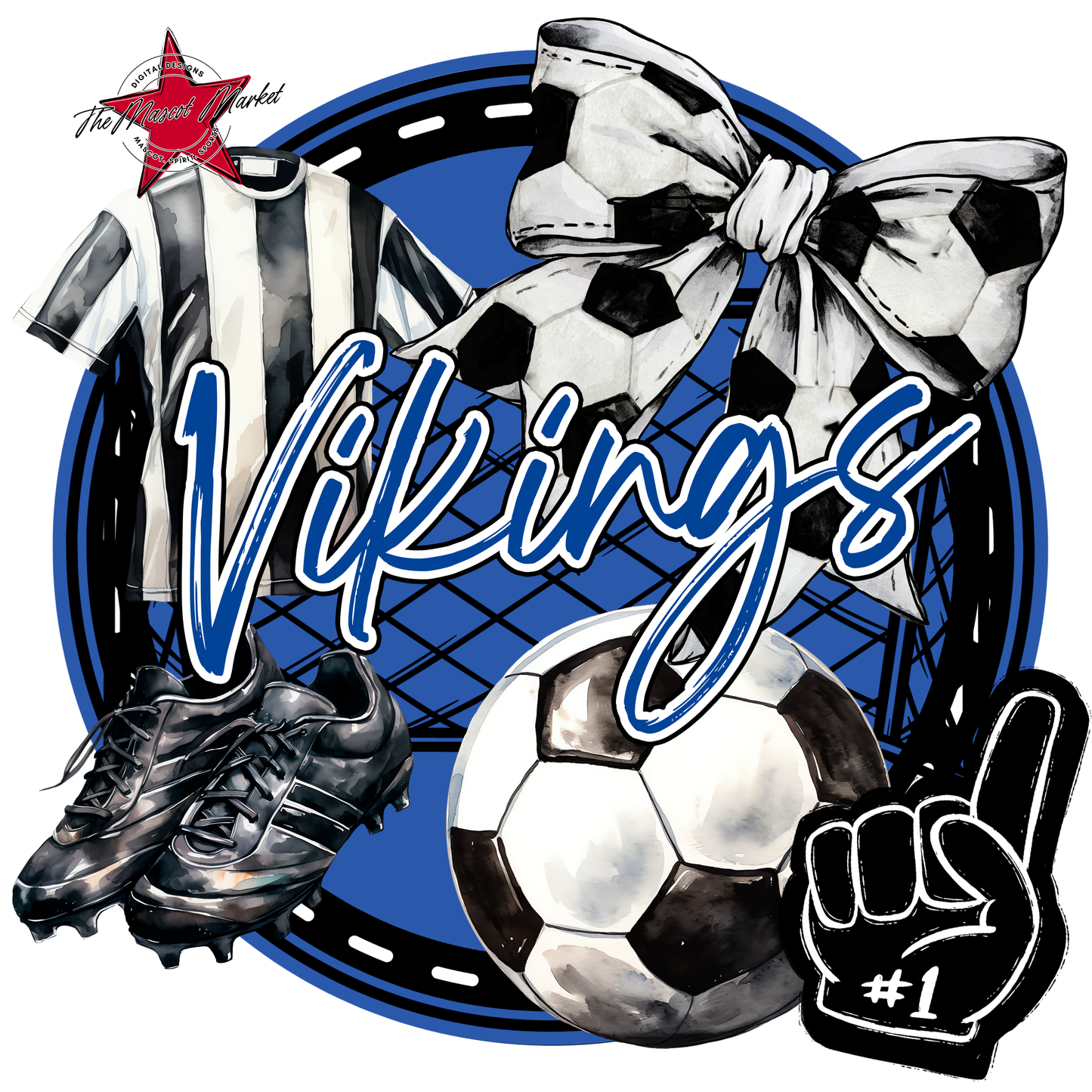 Vikings Circle Soccer Design-Off Blue