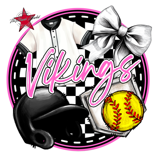 Vikings Circle Softball Design-Baby Pink