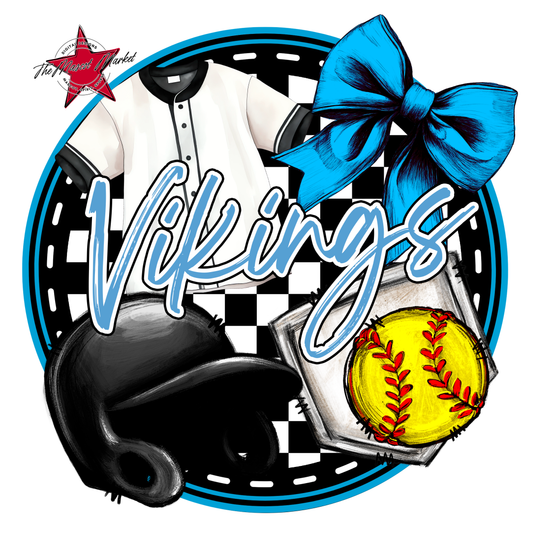 Vikings Circle Softball Design-Carolina Blue