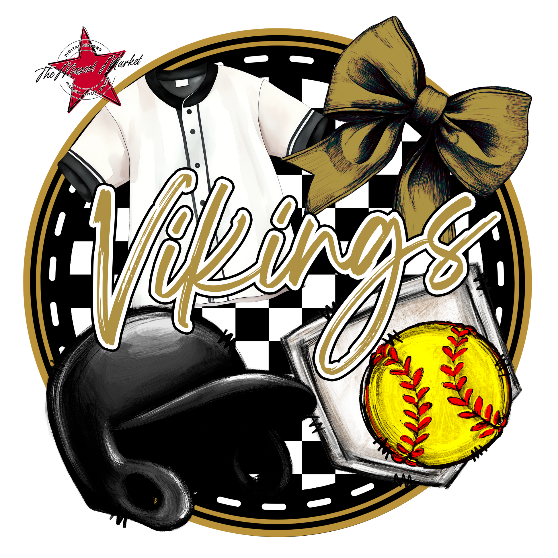 Vikings Circle Softball Design-Gold