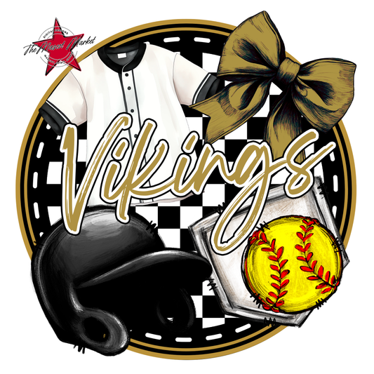 Vikings Circle Softball Design-Gold