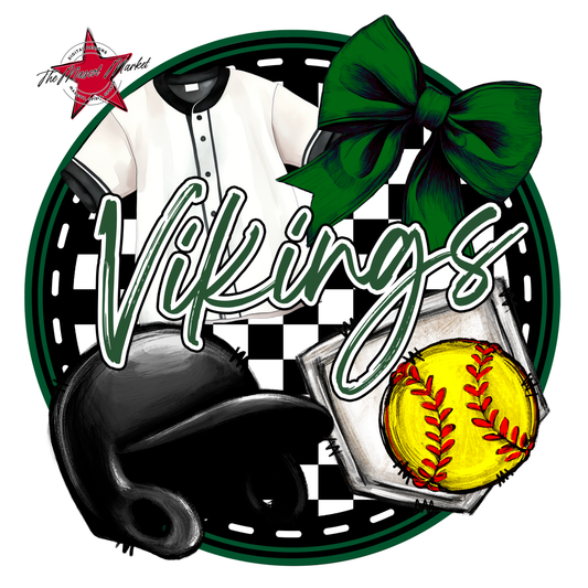 Vikings Circle Softball Design-Green