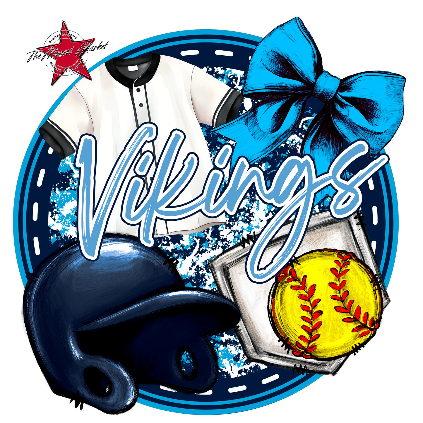 Vikings Circle Softball Design-Navy-Carolina Blue