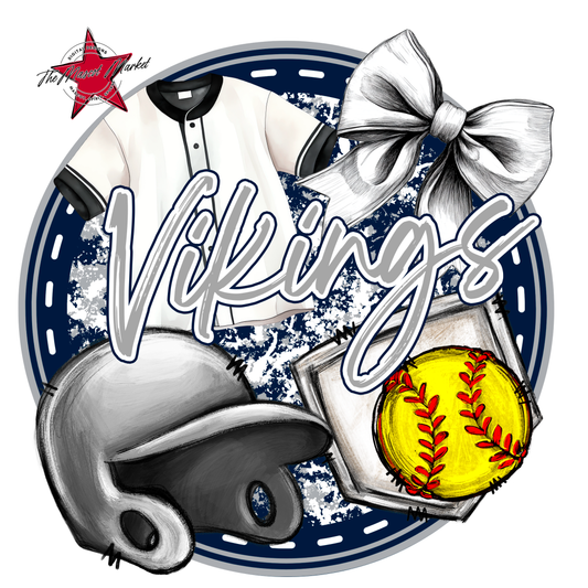 Vikings Circle Softball Design-Navy-Grey