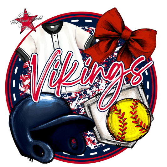 Vikings Circle Softball Design-Navy-Red