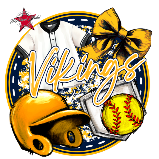 Vikings Circle Softball Design-Navy-Yellow