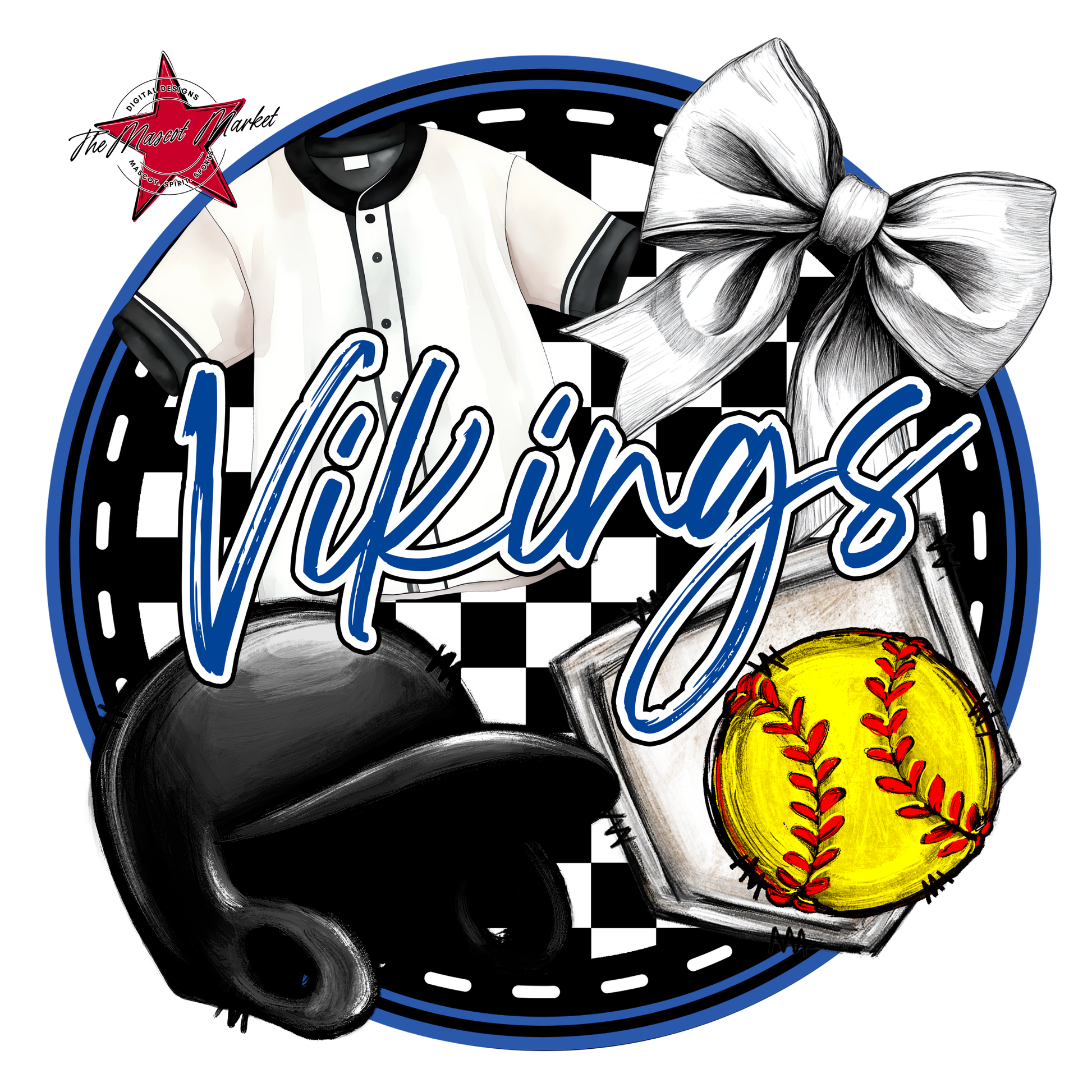 Vikings Circle Softball Design-Off Blue