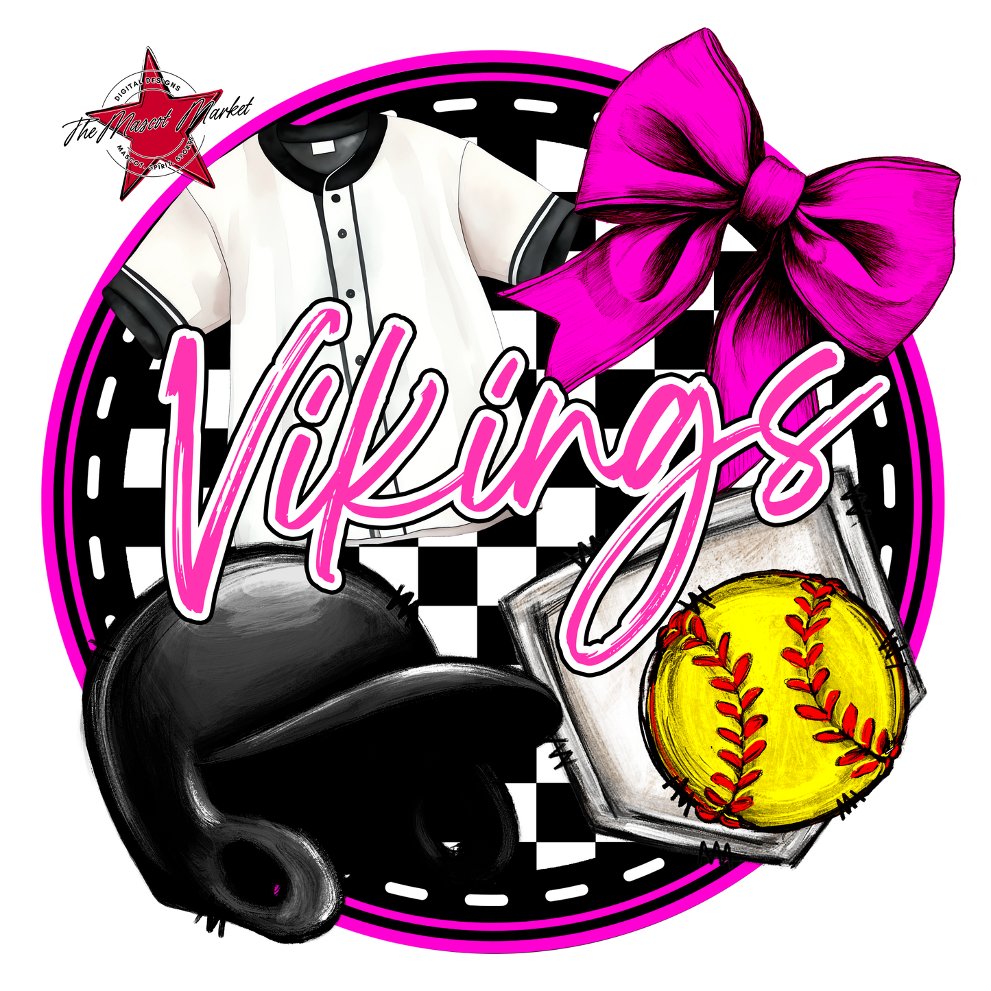 Vikings Circle Softball Design-Pink