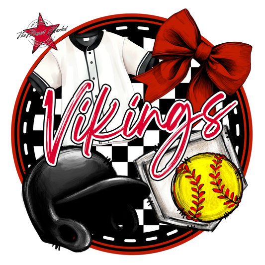 Vikings Circle Softball Design-Red