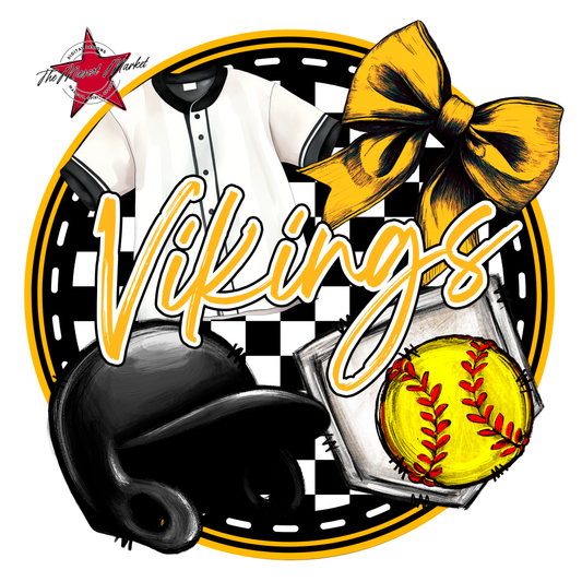 Vikings Circle Softball Design-Yellow