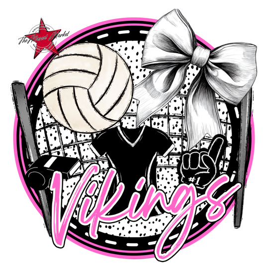 Vikings Circle Volleyball Design-Baby Pink