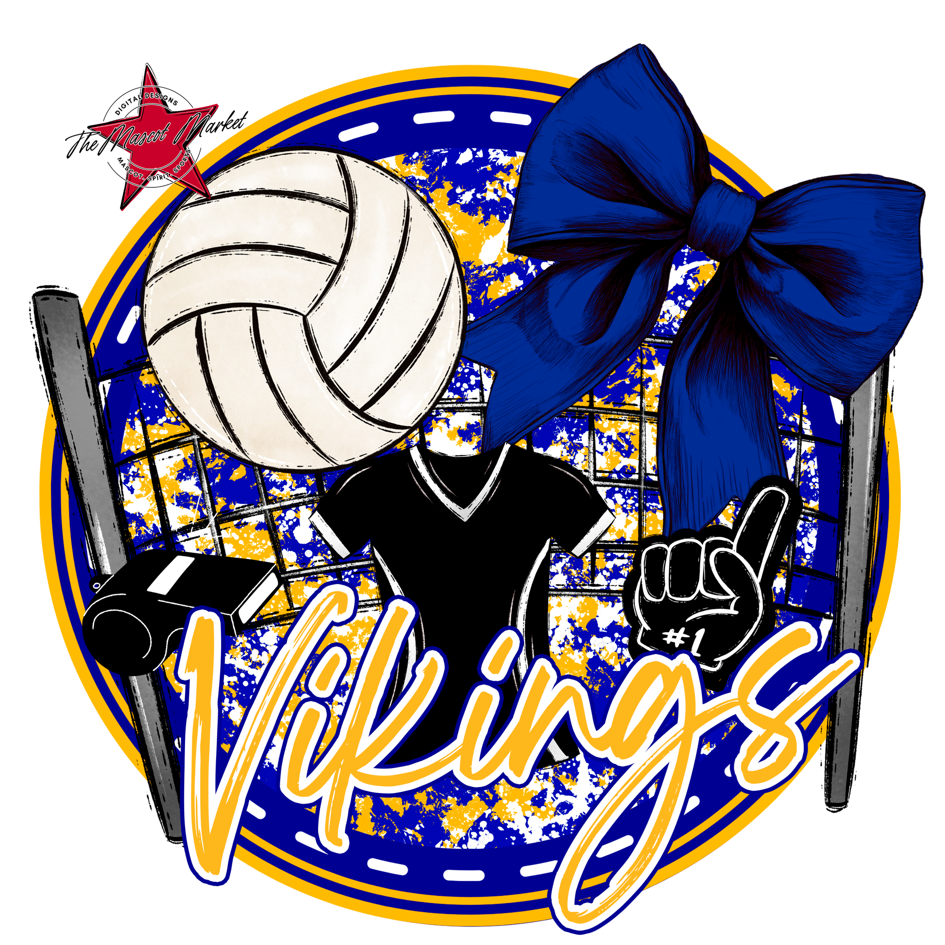 Vikings Circle Volleyball Design-Blue-Yellow