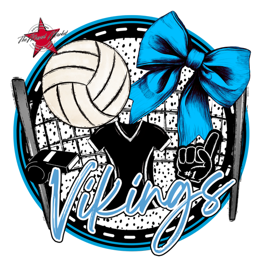 Vikings Circle Volleyball Design-Carolina Blue