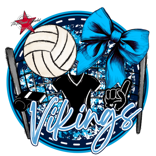 Vikings Circle Volleyball Design-Navy-Carolina Blue